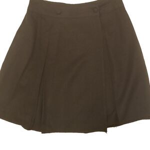 Vintage 90s pleated black A-line wrap miniskirt